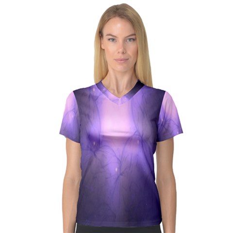 Violet Spark V-neck Sport Mesh Tee by Sparkle