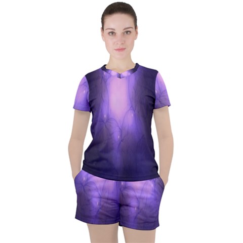 Violet Spark Women s Tee And Shorts Set by Sparkle