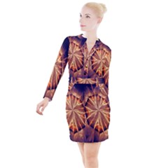 Sun Fractal Button Long Sleeve Dress by Sparkle