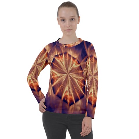 Sun Fractal Women s Long Sleeve Raglan Tee by Sparkle