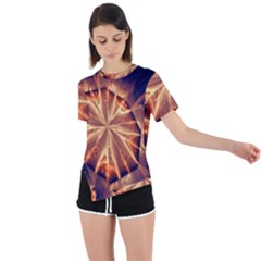 Sun Fractal Asymmetrical Short Sleeve Sports Tee by Sparkle