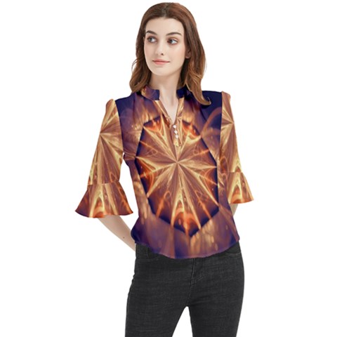 Sun Fractal Loose Horn Sleeve Chiffon Blouse by Sparkle