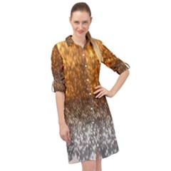 Glitter Gold Long Sleeve Mini Shirt Dress by Sparkle