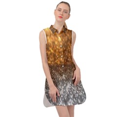 Glitter Gold Sleeveless Shirt Dress by Sparkle