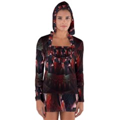 Twist Flower Long Sleeve Hooded T-shirt by Sparkle