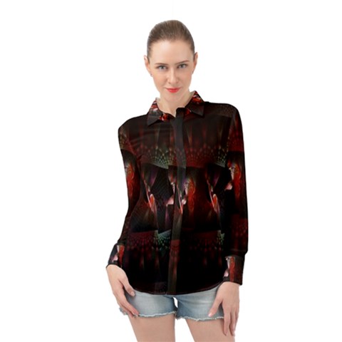 Twist Flower Long Sleeve Chiffon Shirt by Sparkle