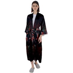 Twist Flower Maxi Satin Kimono by Sparkle