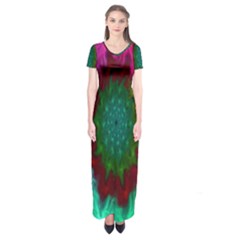 Rainbow Waves Short Sleeve Maxi Dress by Sparkle