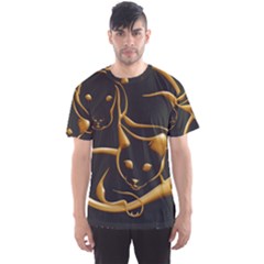 Gold Dog Cat Animal Jewel Men s Sport Mesh Tee