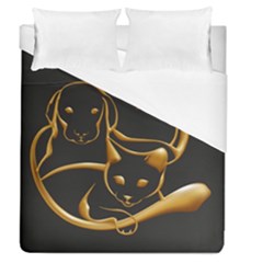 Gold Dog Cat Animal Jewel Duvet Cover (queen Size)