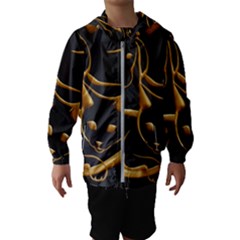 Gold Dog Cat Animal Jewel Kids  Hooded Windbreaker by HermanTelo