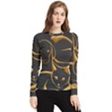 Gold Dog Cat Animal Jewel Women s Long Sleeve Rash Guard View1