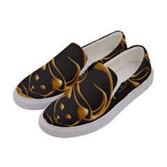 Gold Dog Cat Animal Jewel Women s Canvas Slip Ons