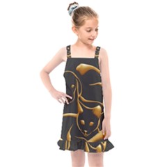 Gold Dog Cat Animal Jewel Kids  Overall Dress by HermanTelo