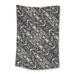 Modern Tribal Silver Ornate Pattern Print Small Tapestry by dflcprintsclothing