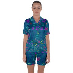 Memphis  Satin Short Sleeve Pyjamas Set by Sobalvarro