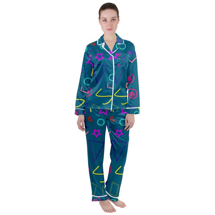 Memphis  Satin Long Sleeve Pyjamas Set