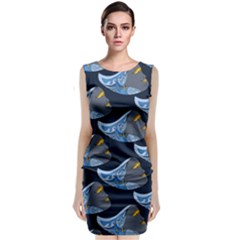 Queen Fish Doodle Art Sleeveless Velvet Midi Dress by tmsartbazaar