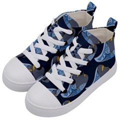 Queen Fish Doodle Art Kids  Mid-top Canvas Sneakers by tmsartbazaar