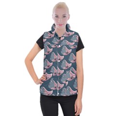 Doodle Queen Fish Pattern Women s Button Up Vest by tmsartbazaar