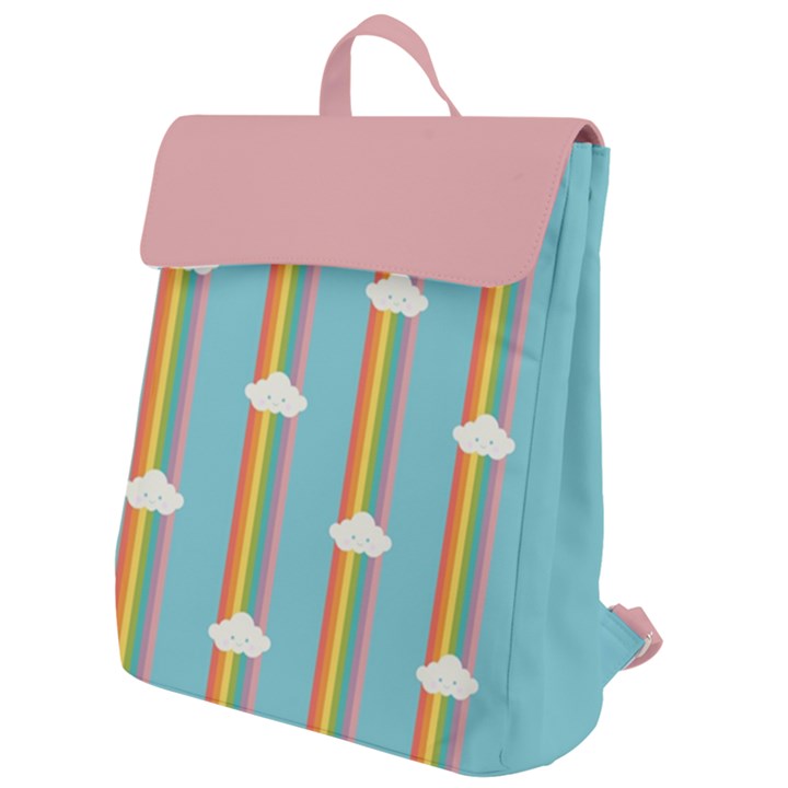 happy cloud with rainbow 2 Flap Top Backpack