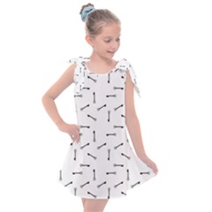 Antique Iron Key Graphic Silhouette Motif Pattern Kids  Tie Up Tunic Dress by dflcprintsclothing