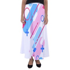 Abstract Geometric Pattern  Flared Maxi Skirt