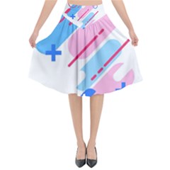 Abstract Geometric Pattern  Flared Midi Skirt by brightlightarts