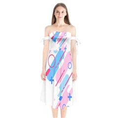 Abstract Geometric Pattern  Shoulder Tie Bardot Midi Dress by brightlightarts