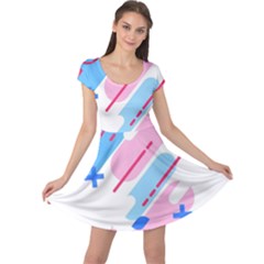 Abstract Geometric Pattern  Cap Sleeve Dress by brightlightarts