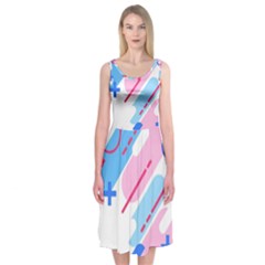 Abstract Geometric Pattern  Midi Sleeveless Dress by brightlightarts