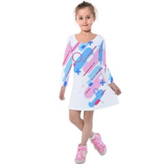 Abstract Geometric Pattern  Kids  Long Sleeve Velvet Dress by brightlightarts