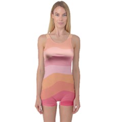 Pink Color Tints Pattern One Piece Boyleg Swimsuit by brightlightarts
