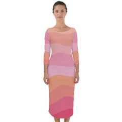 Pink Color Tints Pattern Quarter Sleeve Midi Bodycon Dress by brightlightarts