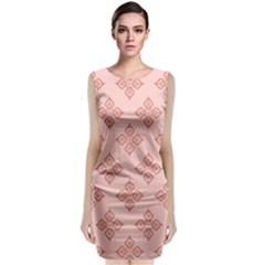 Pattern Floral Design Peach Sleeveless Velvet Midi Dress by brightlightarts