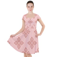 Pattern Floral Design Peach Cap Sleeve Midi Dress by brightlightarts