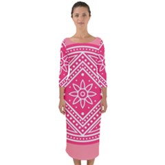 Mandala Pattern Dresses Design Quarter Sleeve Midi Bodycon Dress by brightlightarts
