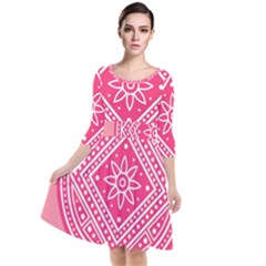 Mandala Pattern Dresses Design Quarter Sleeve Waist Band Dress by brightlightarts