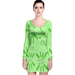 Electric Lime Long Sleeve Velvet Bodycon Dress by Janetaudreywilson