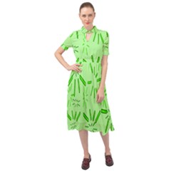 Electric Lime Keyhole Neckline Chiffon Dress