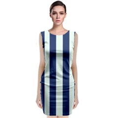 Navy In Vertical Stripes Sleeveless Velvet Midi Dress by Janetaudreywilson