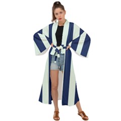 Navy In Vertical Stripes Maxi Kimono by Janetaudreywilson