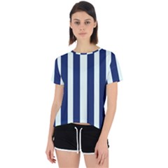 Navy In Vertical Stripes Open Back Sport Tee by Janetaudreywilson