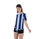 Navy in Vertical Stripes Asymmetrical Short Sleeve Sports Tee View2