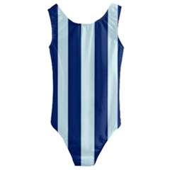 Navy In Vertical Stripes Kids  Cut-out Back One Piece Swimsuit by Janetaudreywilson