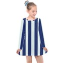 Navy in Vertical Stripes Kids  Long Sleeve Dress View1