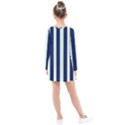 Navy in Vertical Stripes Kids  Long Sleeve Dress View2