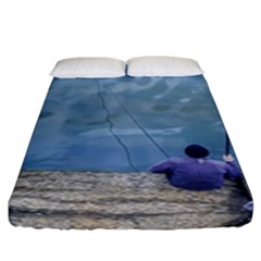 Senior Man Fishing At River, Montevideo, Uruguay001 Fitted Sheet (king Size) by dflcprintsclothing