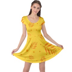 Abstract Yellow Floral Pattern Cap Sleeve Dress by brightlightarts