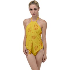 Abstract Yellow Floral Pattern Go With The Flow One Piece Swimsuit by brightlightarts